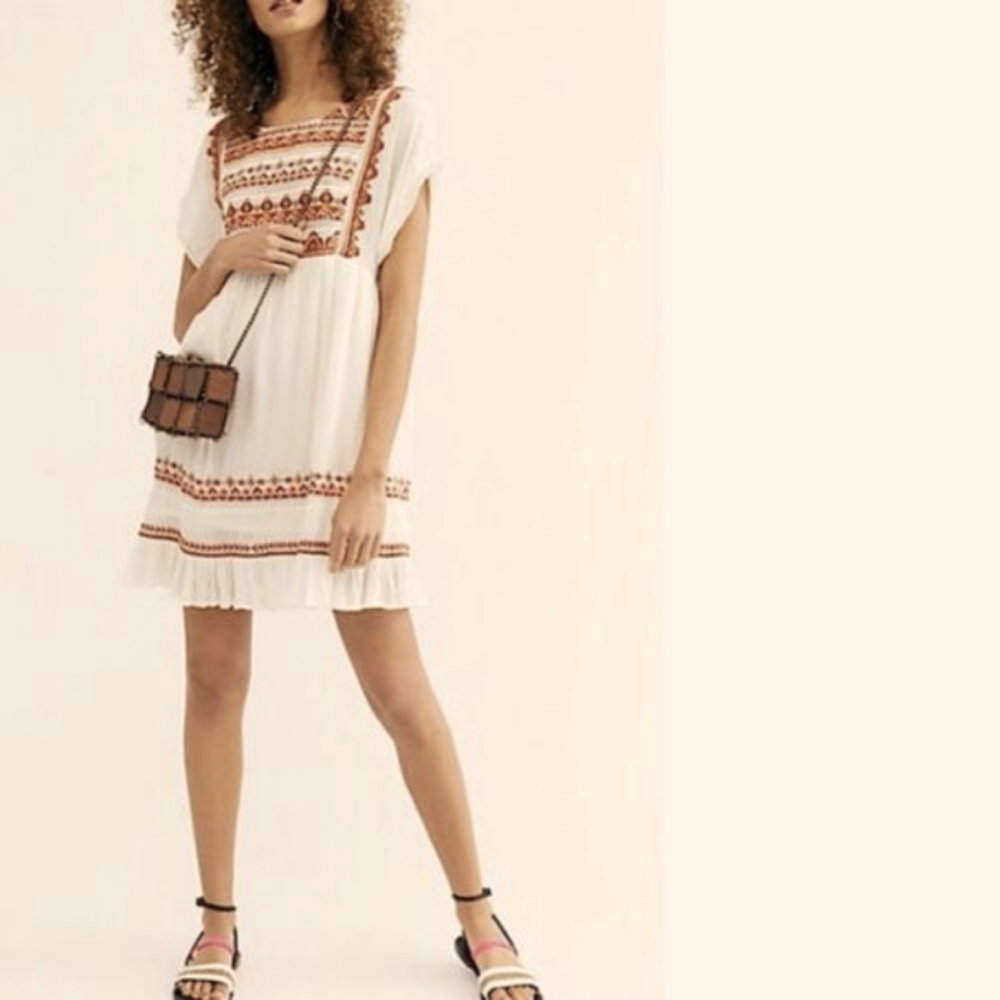 Free People Sunrise Wanderer Embroidered Mini Dress